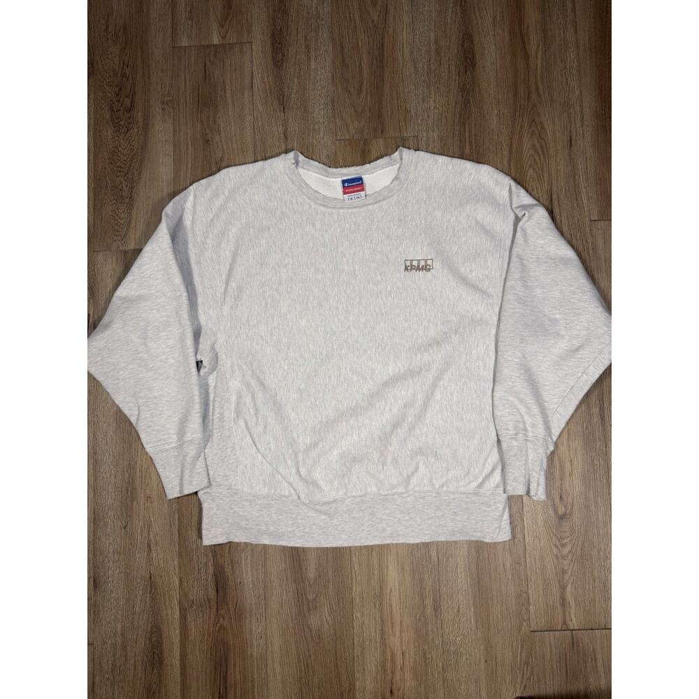 Mens Vintage size L Grey Grunge Style Champion Reverse Weave Pullover Crewneck
